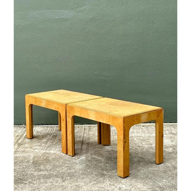 Mid-Century Modern Vintage Burl Wood Side Tables - Pair For Sale - Image 3 of 12