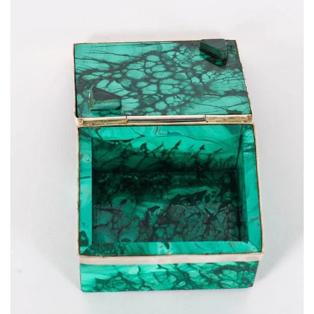Vintage Sterling Silver Mounted Malachite Casket, 20th Century For Sale - Image 3 of 10