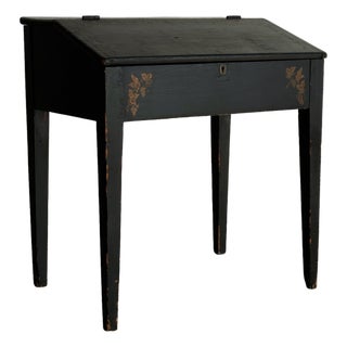 Early American Painted Slant-Front Desk With Stenciled Decoration, C. 1800 For Sale
