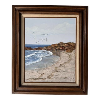 1970’s Gloria Pelkey Mixed Media Coastal Impressionist Landscape Oil Painting, Framed For Sale