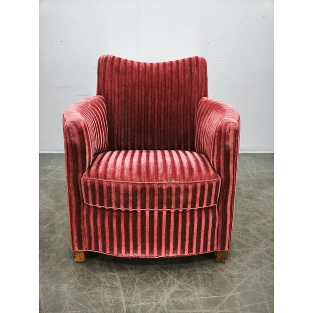 1950s Danish Modern Sculptural Velvet Lounge Armchair For Sale - Image 13 of 14