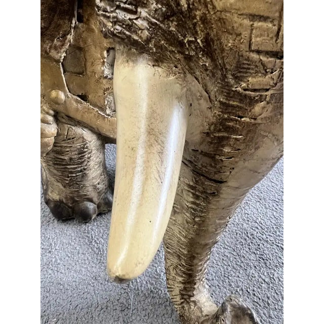 1960s Large Sculptural Elephant Table Base in Carved Resin W Antique Gilt Finish For Sale - Image 5 of 15