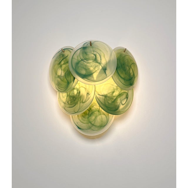 Glass Wall Sconces with Acid-Etched Alabaster Glass Discs, 1990s, Set of 2 For Sale - Image 14 of 15