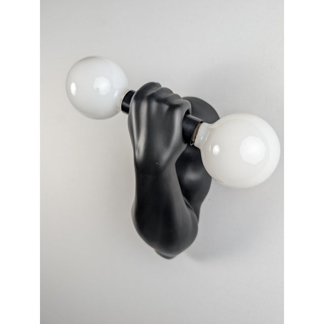 1980s Black Ceramic Wall Sconce from J.C. Peiré, 1980s For Sale - Image 5 of 12