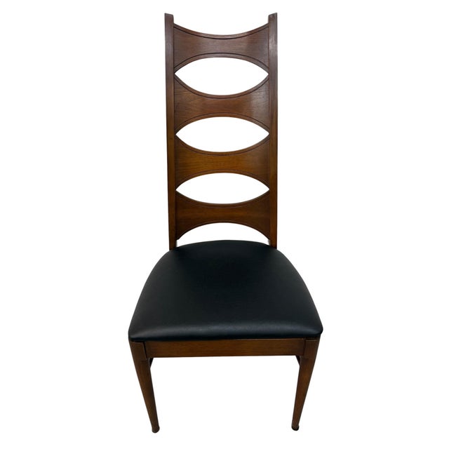 Kent Coffey Mid-Century Modern Kent Coffey Perspecta Catseye Walnut Dining Chairs - Set of 6 For Sale - Image 4 of 6