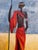 African Tribal Figure Oil Painting Textured Modern Ethnic Wall Art Framed Safari Style Decor 24x18 Canvas For Sale - Image 11 of 12