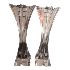 1980s Mikasa Florale Crystal Czech Republic Candle Holders - Set of 2