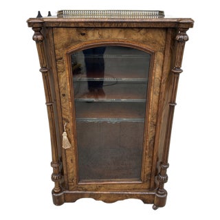 19th Century Burr Walnut Victorian Music Cabinet For Sale