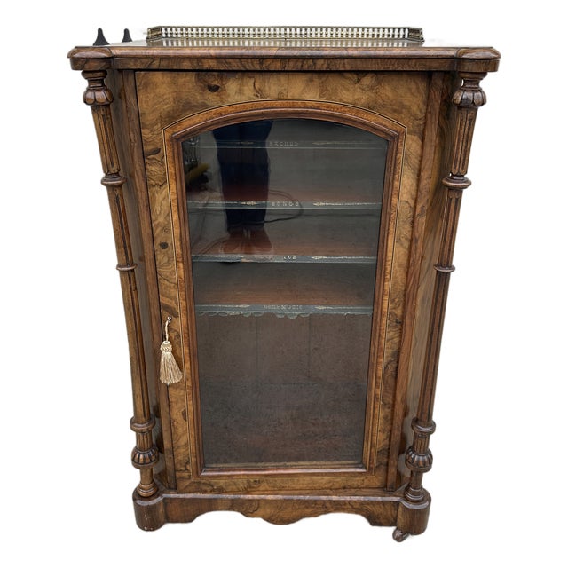 19th Century Burr Walnut Victorian Music Cabinet For Sale