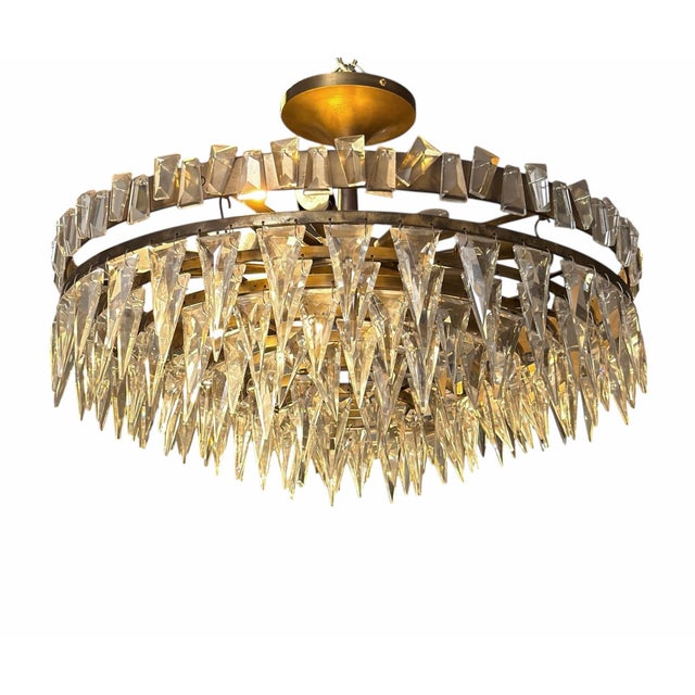 Modern Joe Nye Trillion Large Flush Mount in Hand-Rubbed Antique Brass For Sale - Image 3 of 8