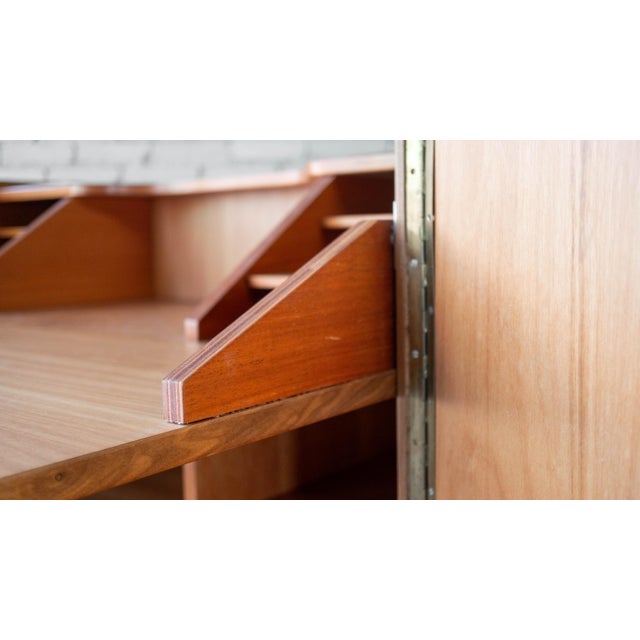 1970s Mid-Century Danish Modern Teak Hideaway Desk & Cabinet For Sale - Image 11 of 15