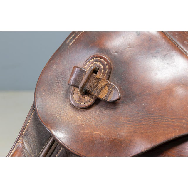 Saddle Style Leather and Metal Bar Stools, Late 20th Century, Set of 2 For Sale - Image 9 of 11
