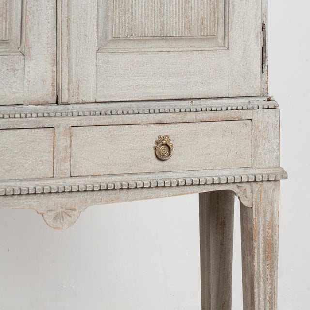 19th Century Danish Gray Painted Oak Cabinet on Legs With Interior Drawers For Sale - Image 9 of 12