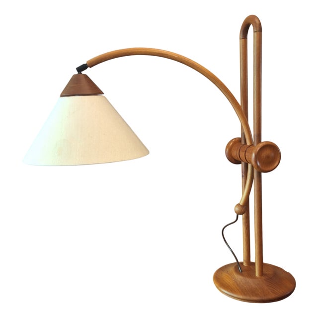 Large Multi-Adjustable Table Lamp in Teak from Domus, Denmark, 1970s For Sale
