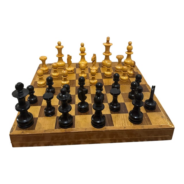 Vintage Chess Game Wooden 1960s For Sale