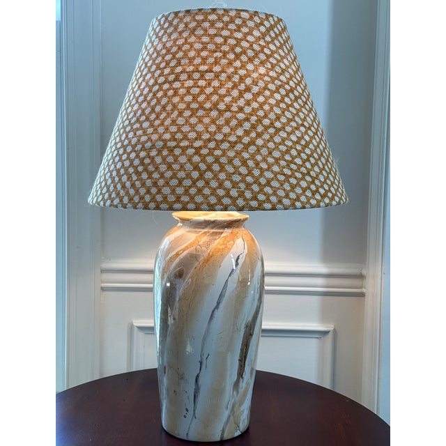 Mid -Century Modern Hand Painted Table Lamps - A Pair For Sale - Image 9 of 15