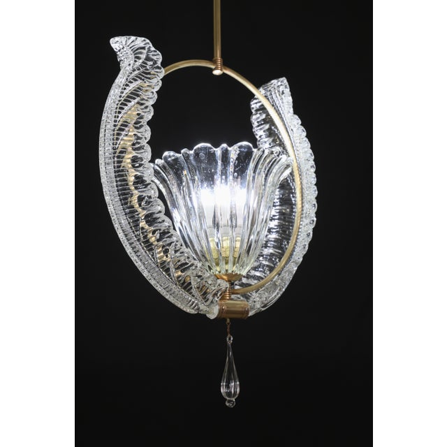 1950s Amazing Murano Glass Art Deco Pendant Chandelier by Ercole Barovier, 1940s For Sale - Image 12 of 16