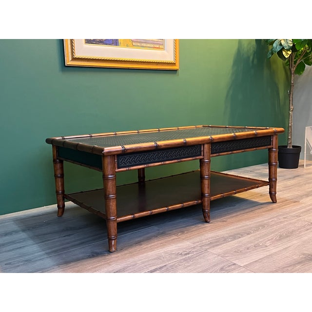 Mid-Century Modern Late 20th Century Faux Bamboo Coffee Table For Sale - Image 3 of 11