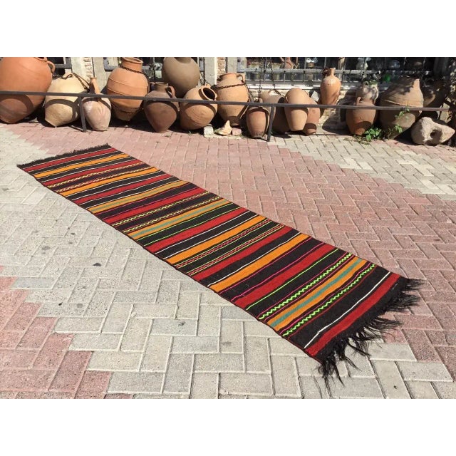 1960s Vintage Turkish Kilim Runner - 33" X 110" For Sale - Image 11 of 11
