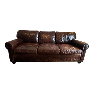 Restoration Hardware Lancaster Leather Sofa in Brompton Cocoa For Sale