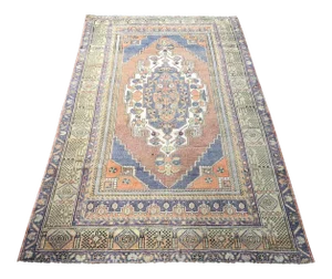 1960s Vintage Oversize Handmade Rug- 4′4″ × 7′8″