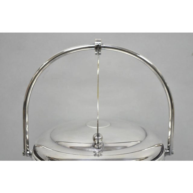 Silver Mid 20th Century Mid Century Modern Sheffield Silver Plated Reticulating Hinge Ice Bucket W Tongs For Sale - Image 8 of 15