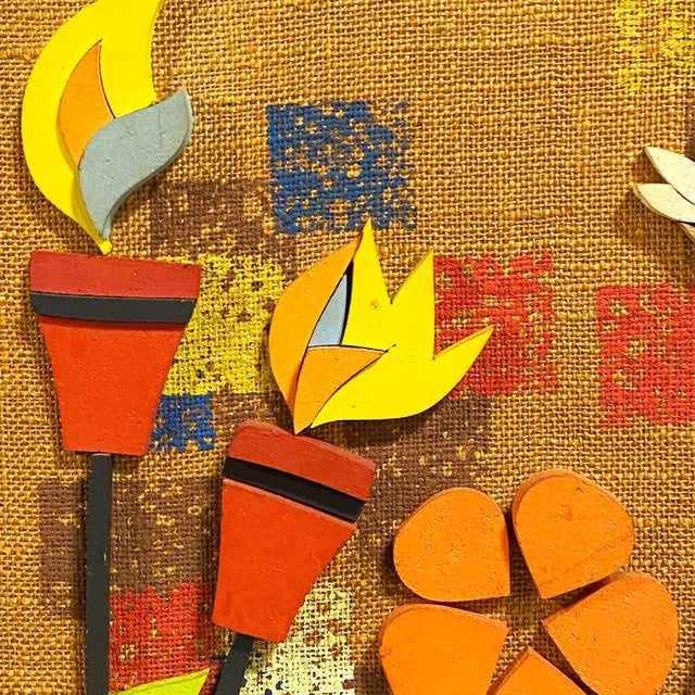 Rare 1960s MCM Tropical Hula Girl Hand Cut Wood 3d Wall Sculptural Framed Art For Sale - Image 4 of 14