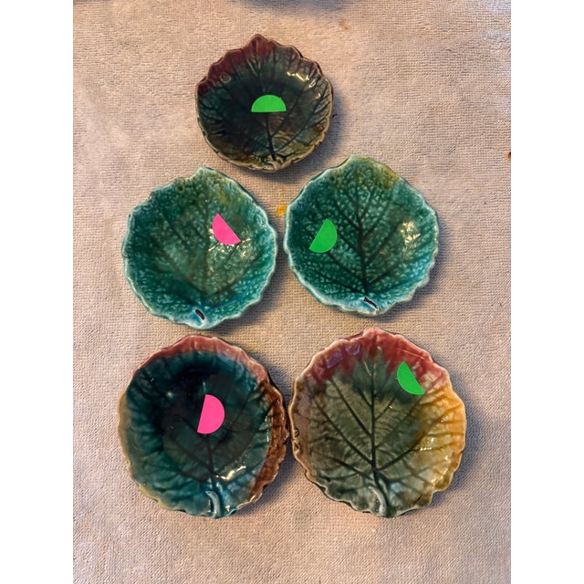 English Majolica Leaf Butter Pat Circa 1890 For Sale - Image 4 of 4