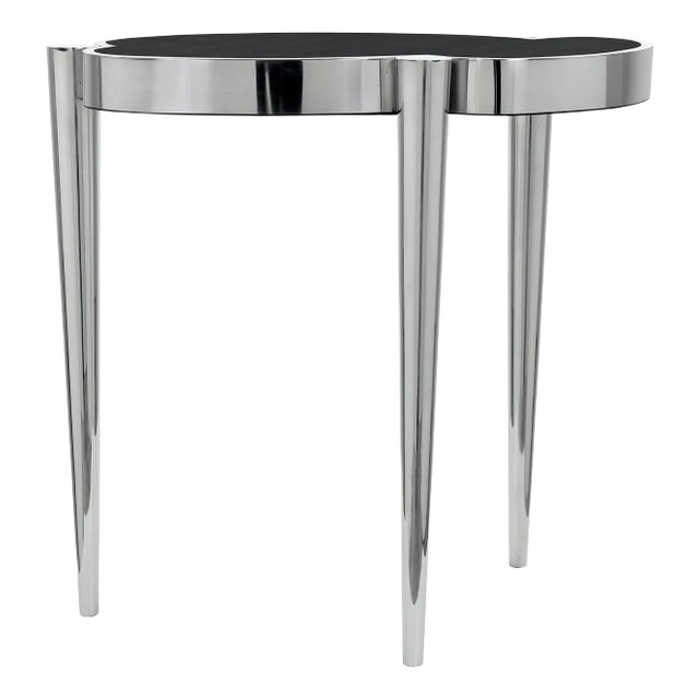 Stainless Fermo Side Table (Stainless Steel & Parchment) For Sale