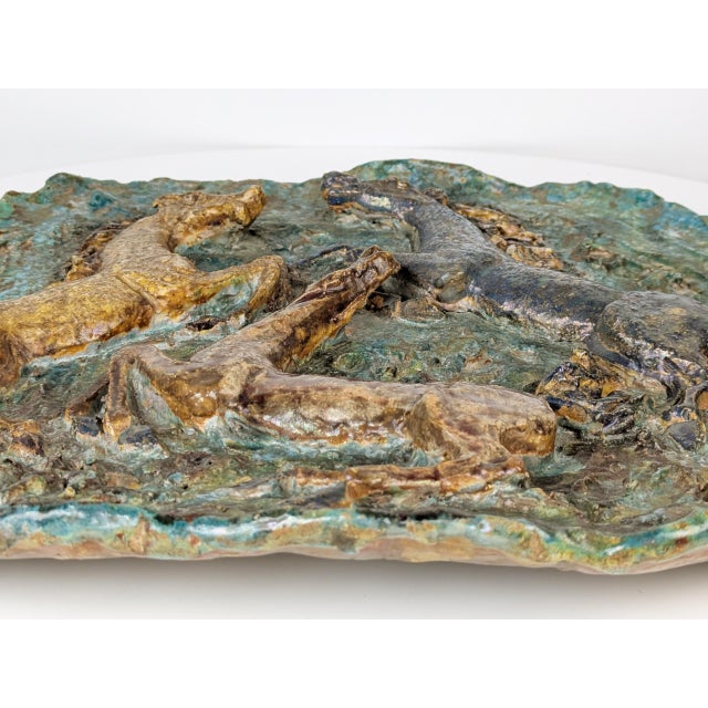 Large Mid-Century Handmade Ceramic Horses Wall Sculpture by Angelo Ungania, 1960s For Sale - Image 11 of 17