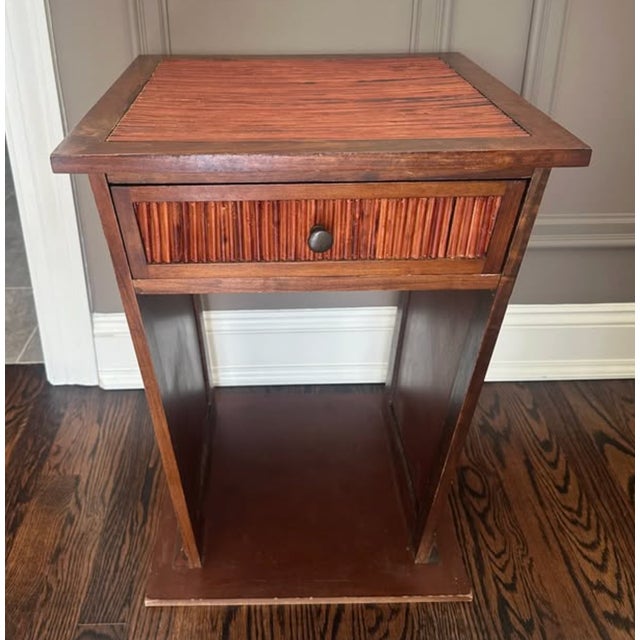 Pair of Vintage Boho Bamboo Nightstands / Side Tables For Sale - Image 4 of 9