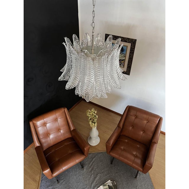 Italian Murano Trasparent Felci Glass Chandelier, 1990 For Sale - Image 10 of 18
