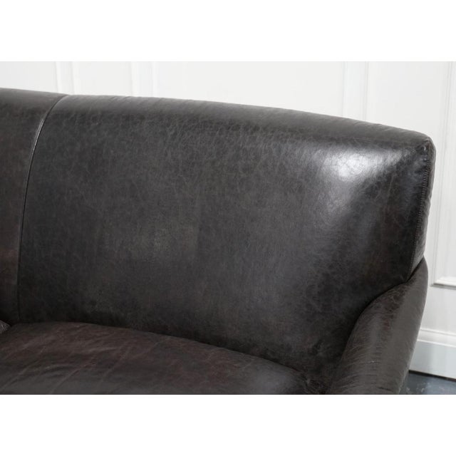 Gold Howard Style Heritage Grey Leather Sofa For Sale - Image 8 of 15