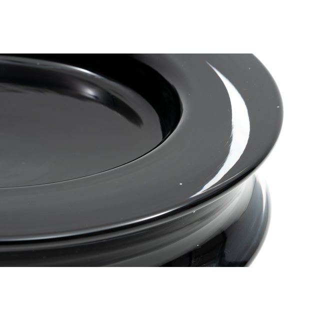 Glass Large Black Blown Glass Double-Edged Dish by Renato Anatra, circa 1980 For Sale - Image 7 of 11