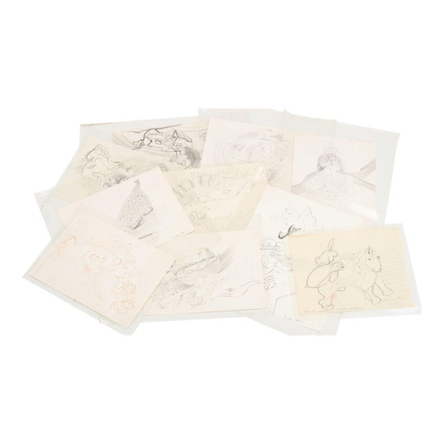 Eva Bouzard-Hui Surrealist Graphite on Paper, 10 For Sale