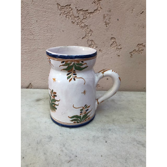 Moustier C.1920 French Faience Rustic Pitcher For Sale - Image 4 of 10