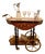 Vintage Colonial Sorrento Farfalla Drop Leaf Serving Trolley with Inlaid Brass Ornaments and Round Hinged Top, 1950s For Sale