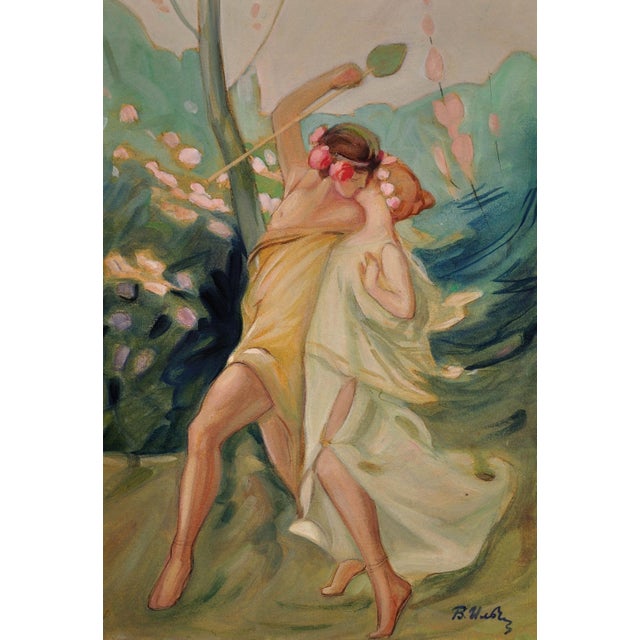Follower of antoine calbet. french ( b.1860 - d.1944 ). theseus and ariadne, circa 1890 - 1910. mixed media. watercolour,...
