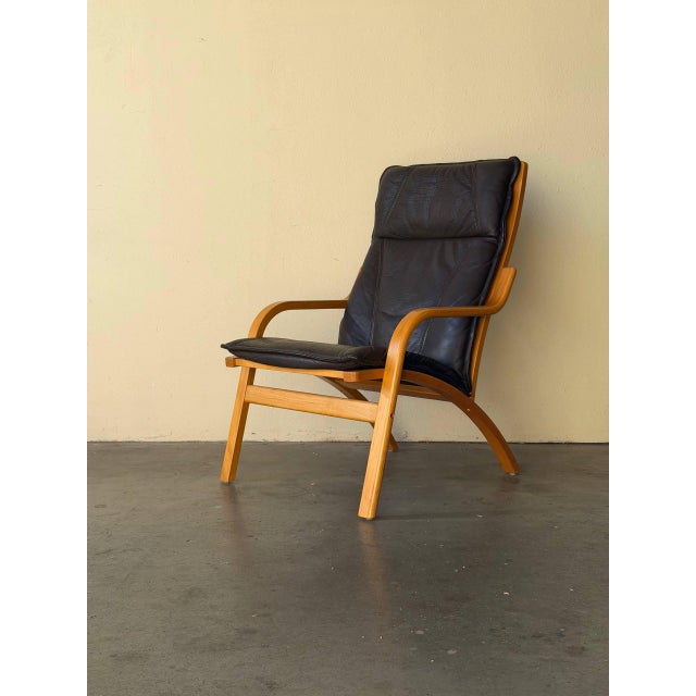 Mid Century Danish Stouby Leather Armchair Bentwood Lounge Chair Scandinavian Modern 1960s For Sale - Image 9 of 11