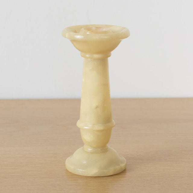 Italian 1950s Pair of Italian Alabaster Candlesticks For Sale - Image 3 of 9