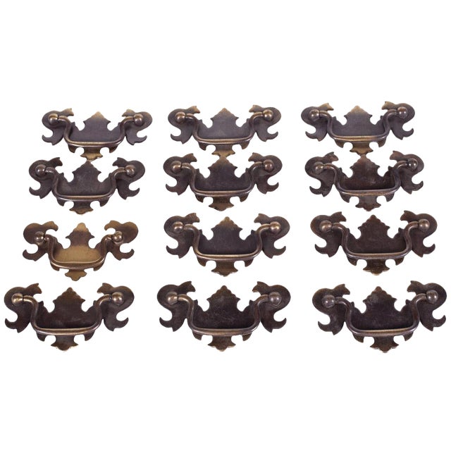 Vintage 1940s Chippendale Pull Handles - Set of 12 For Sale