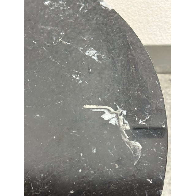 Black Eero Saarinen Style Round Stone Top Tulip Side Table For Sale - Image 8 of 12