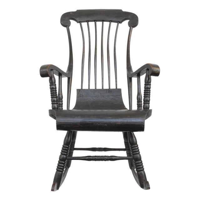 A fantastic early 20th century Italian wood rocking chair. Great, impressive scale with wonderful scrolling and turned...