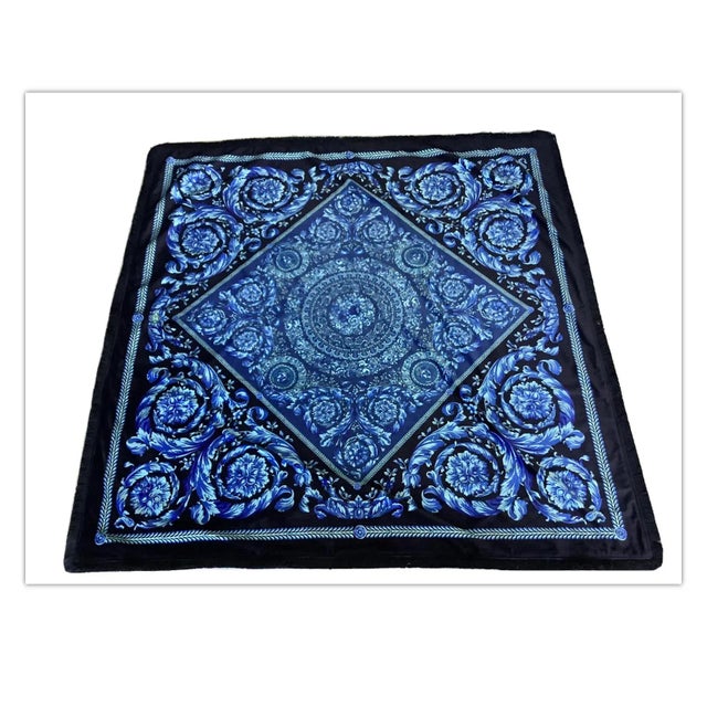 Vintage Large custom made atelier Versace black blue velvet baroque throw 55”55” perfect condition this throw was custom...