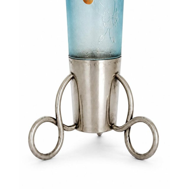 Art Nouveau Blue Cameo Glass and Silver Vase from Daum Nancy, 1900s For Sale - Image 3 of 5