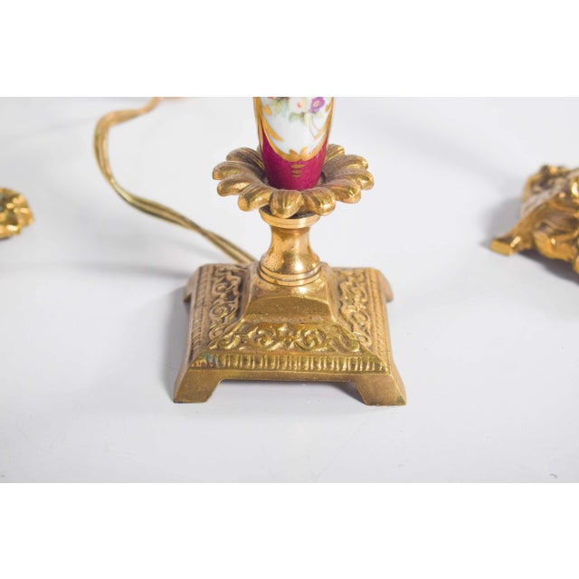 Table Lamp and Candleholders in and Metal, Set of 3 For Sale - Image 3 of 10