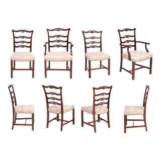 Carved Ribbon Back Chippendale Dining Chairs Charak Furniture Company Boston 1947 - a Set of Six For Sale