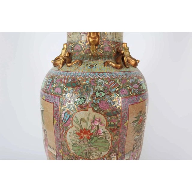 2000 - 2009 Tall Cantonese Famille Rose Vases, Set of 2 For Sale - Image 5 of 10