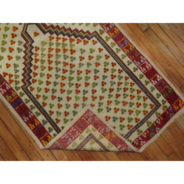 Early 20th century Turkish ghiordes prayer rug. Very colorful and petite.