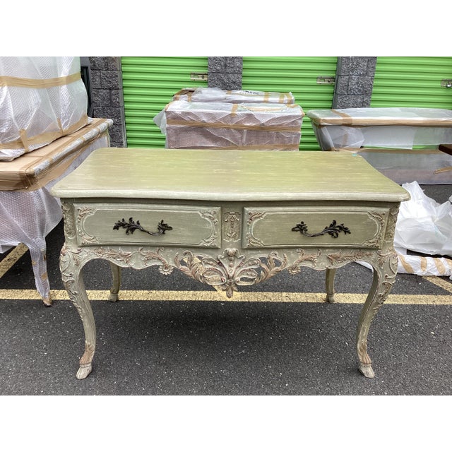 Rococo French Vintage Rococo Painted Console Table For Sale - Image 3 of 10